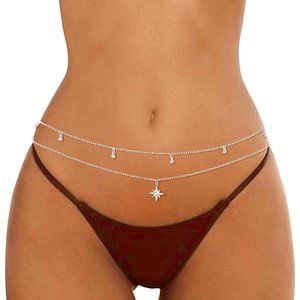 Layered Beads Waist Chain Gold/Silver Sun Belly Chain Bikini Body